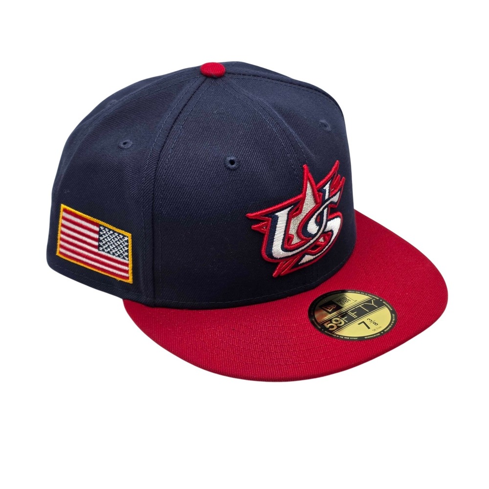 New Era 59FIFTY USA 2026 World Baseball Classic Hat Cap Mens Size 7 3/8 Navy Red